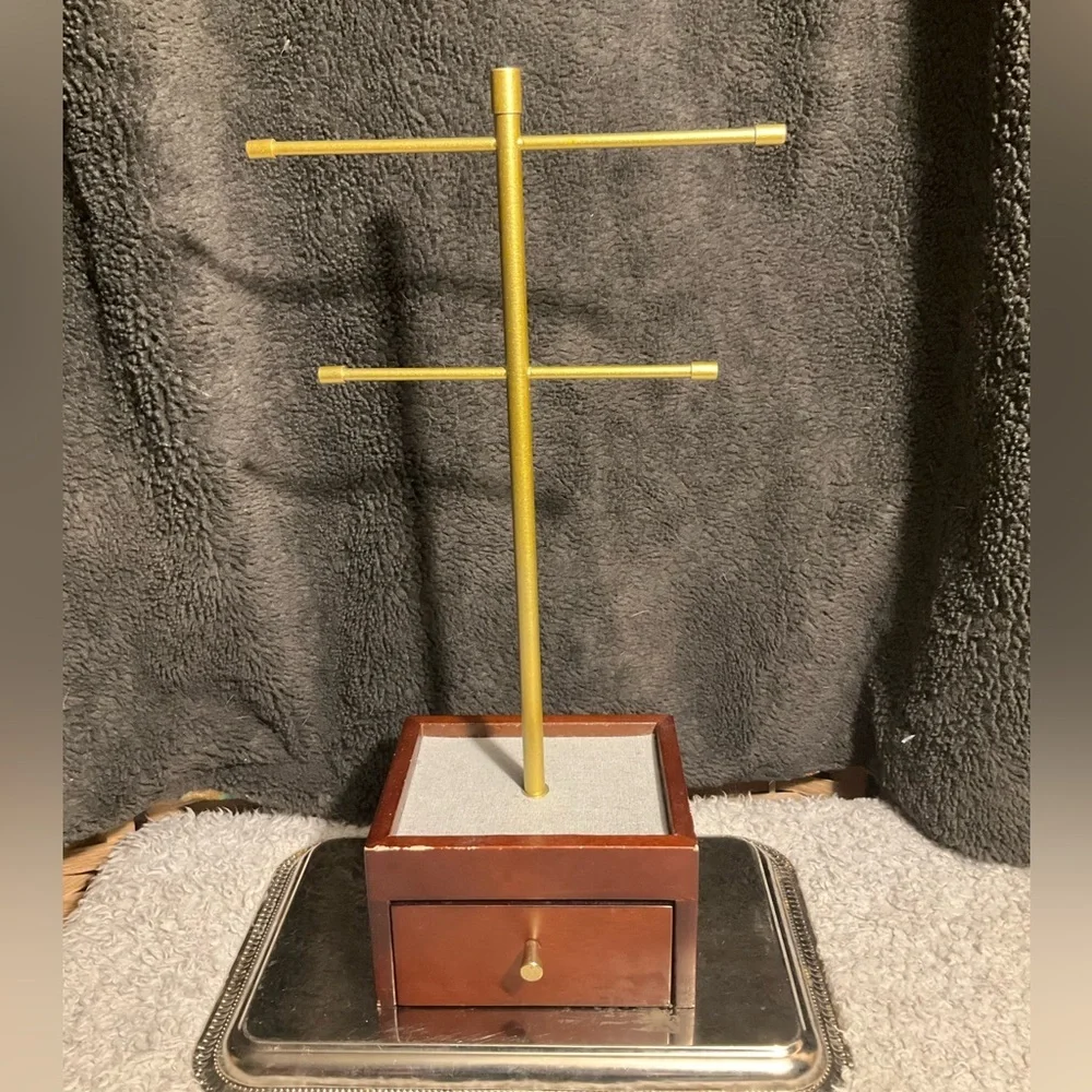 Wooden and Metal Jewelry Stand